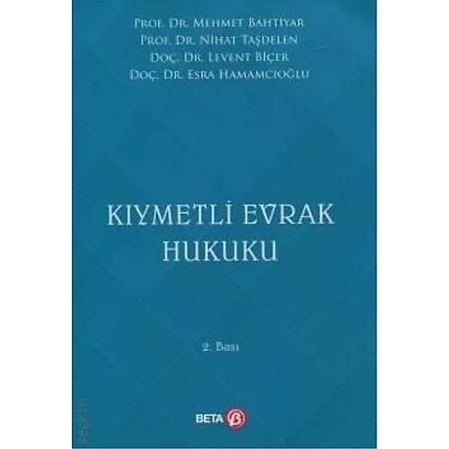Beta Yay�nevi K�ymetli Evrak Hukuku Mehmet Bahtiyar