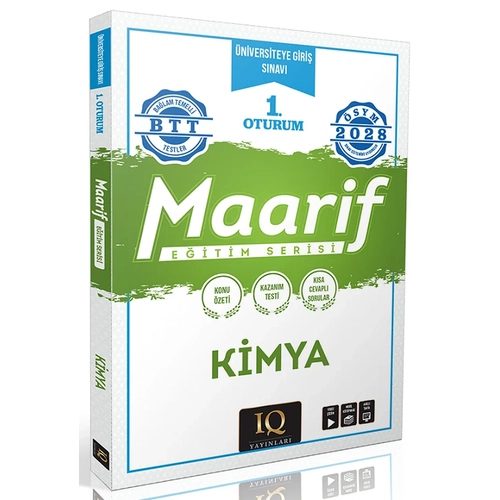 IQ Yay�nlar� 2028 YKS TYT Kimya Maarif E�itim Serisi 1. Oturum IQ Yay�nlar�