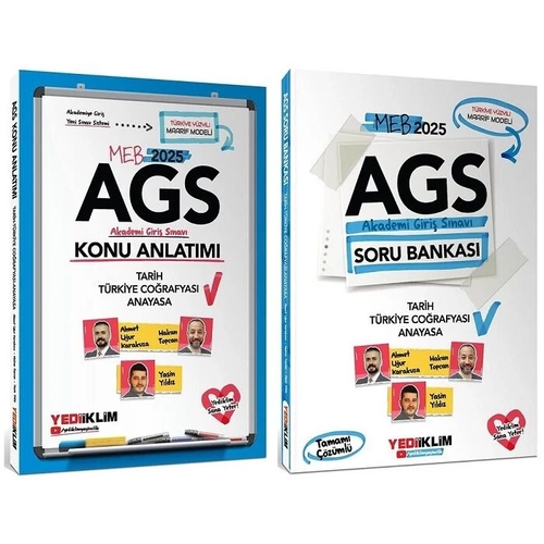 Yediiklim Yaynlar 2025 MEB AGS Tarih, Trkiye Corafyas, Anayasa Konu Anlatm + Soru Bankas 2 li Set - Ahmet Uur Karakuza