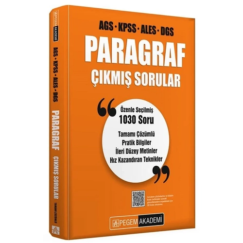 Pegem 2026 KPSS MEB-AGS ALES DGS Paragraf ��km�� Sorular ��z�ml� Pegem Akademi Yay�nlar�