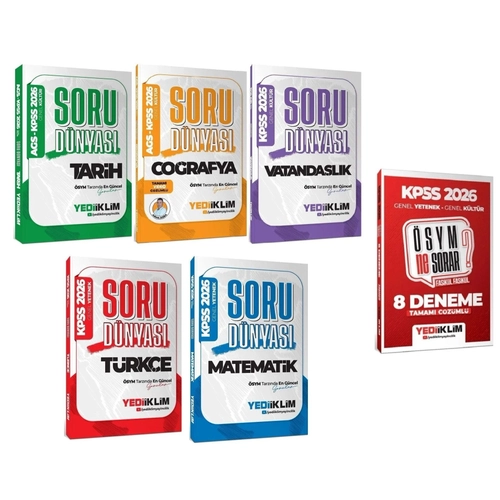 Yediiklim 2026 KPSS Genel Yetenek Genel K�lt�r Soru D�nyas� Soru Bankas� + 8 Deneme 6 l� Set Yediiklim Yay�nlar�