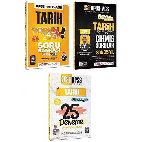 �ndeks Akademi 2026 KPSS Tarih Yorum Sizin Soru Bankas� + ��km�� Sorular + 25 Deneme 3 l� Set - Ayd�n Y�ce