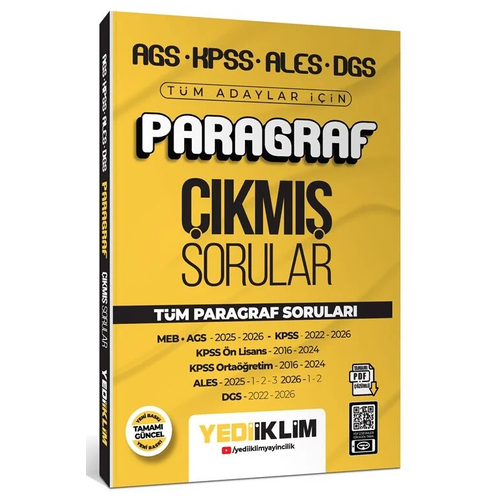 Yediiklim 2027 KPSS MEB-AGS ALES DGS Paragraf ��km�� Sorular ��z�ml� Yediiklim Yay�nlar�