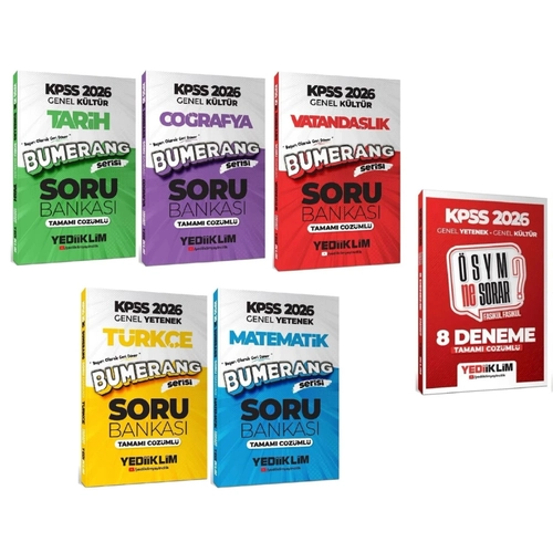 Yediiklim 2026 KPSS Genel Yetenek Genel K�lt�r Bumerang Soru Bankas� + 8 Deneme 6 l� Set Yediiklim Yay�nlar�