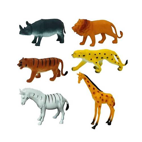 0715 Vah�i Hayvanlar Po�etli 6'l� Hayvan Oyun Seti -Sunman