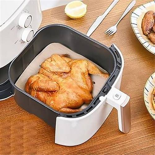 50 Adet Air Fryer Piirme Kad Tek Kullanmlk Hava Fritz Yapmaz Yal Kat Delikli Model