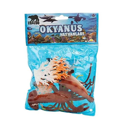 0709 Okyanus Hayvanlar� Po�etli Hayvan Oyun Seti Orta Boy