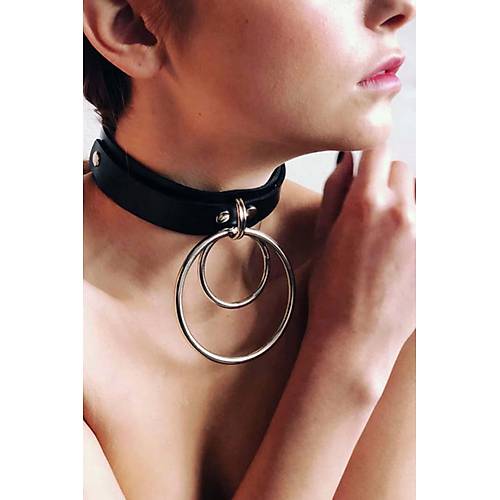 Byk Ve Kk Halka Detayl Ayarl k Deri Choker - APFT678