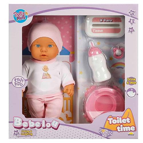 1030141 Sesli Bebelou Tuvalet Zaman Bebek Seti 32 cm -Sunman