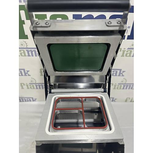 Komple Paslanmaz Tabak Kapatma Makinesi ikinci El 3 Blmeli Catering Yemek Paketleme Makinesi
