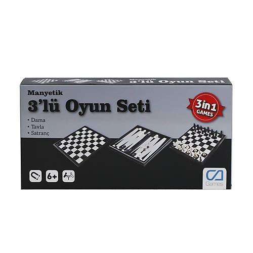 120 CAOYN-10002 Manyetik 3'l Oyun Seti (Tavla,Dama,Satran) -CaGames