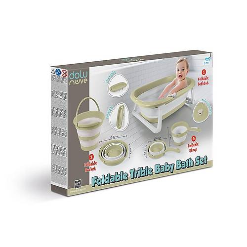 7272 Katlanabilir 3'l� Bebek Banyo Seti  Eco -Ye�il