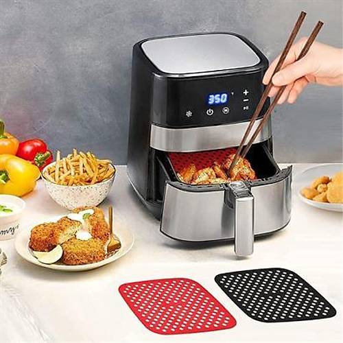 BUFFER Renkli Isya Dayankl Ykanlabilir Silikon Frn Ve Airfryer Kare Piirme Mat 21,5 Cm