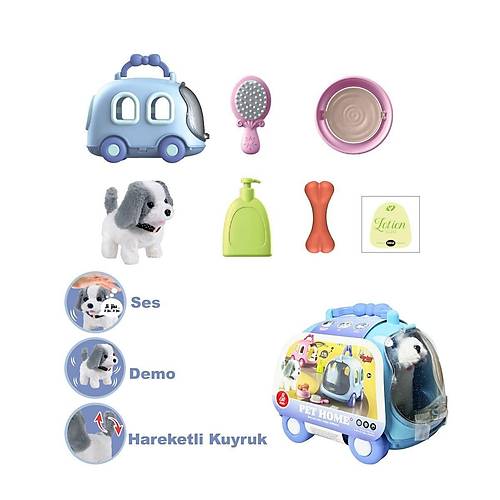 JND-6802 Ta��ma Araba �antal� Hareketli Pilli K�pek Set -Vardem Oyuncak
