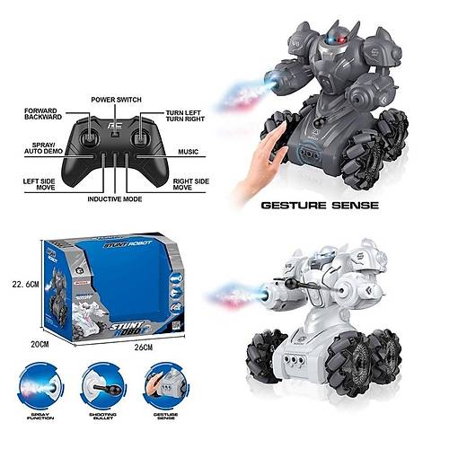 SYR-666-861 Kumandal� �arjl� I��kl� Roket ve Buhar Atan Robot Araba -Vardem Oyuncak