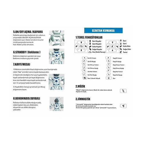 GAW--1088 Kumandal� �nteraktif �arjl� E�itici E�lendirici Ak�ll� B�y�k Robot