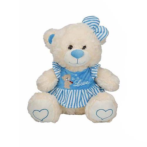 8334 Oturan �izgili Elbiseli Pelu� Ay� 40 cm -Sunman