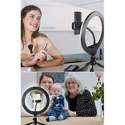 BUFFER 10in 26cm Youtube Instagram Tiktok Selfie  Stdyo Video Fotoraf Ring Light  Tripod Led Hal