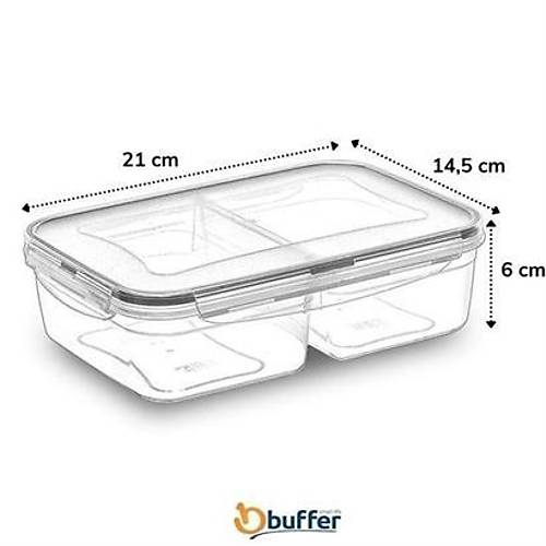 BUFFER 2 Blmeli Szdrmaz Contal Kilitli Kapakl 1 Litre Erzak Saklama Kab -LC505