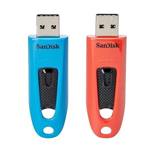 SanDisk Ultra 64GB, USB 3.0 Flash Drive 130MB/s read- Twin Pack (Blue and Red)