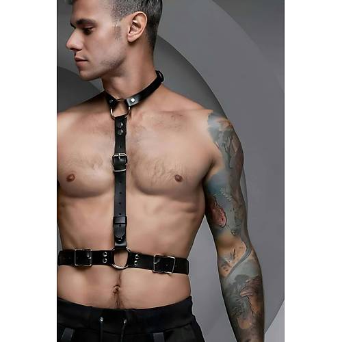 Erkek Deri Boyundan Askl Bel Kemeri Harness - APFTM124