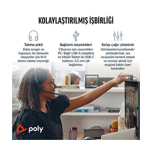 Poly BW 3225 USB-C HS +3.5mmP +USB-C/A
