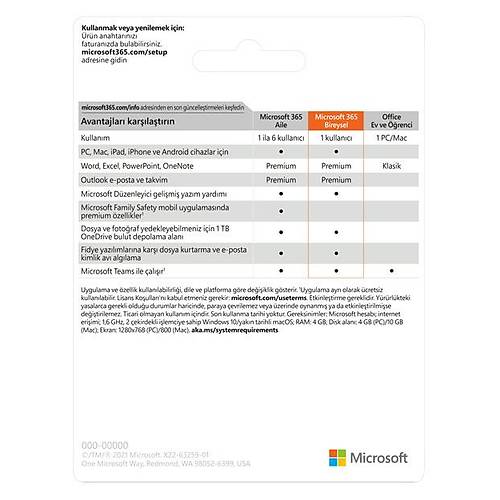 Microsoft 365 Bireysel T�rk�e Yeni