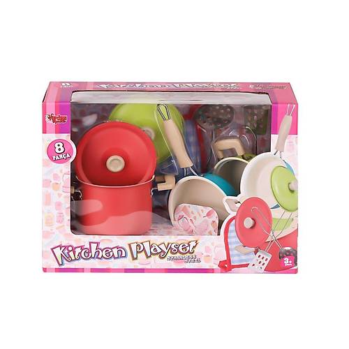 1818-7A Emaye Tencere 8 Par�a Pembe -Vardem Oyuncak