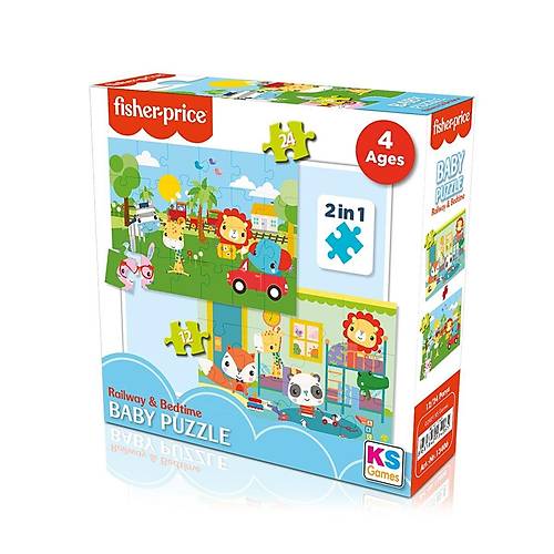 13406 KS Fisher-Price Baby Puzzle - Railway & Bedtime / 12+24 Para Puzzle / +4 ya