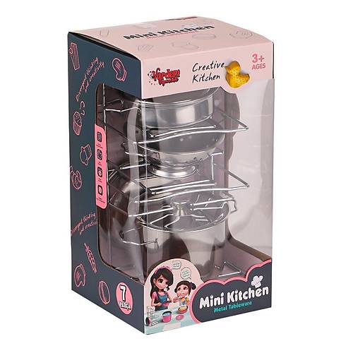 683E �elik Tencere Tava Rafl� 8 Par�a -Vardem Oyuncak