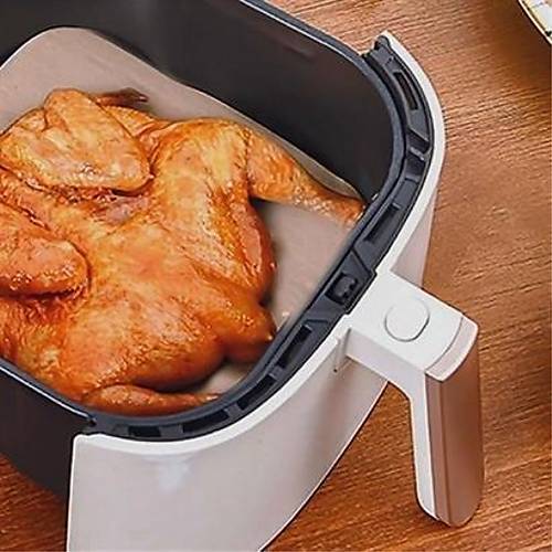 100 Adet Air Fryer Piirme Kad Tek Kullanmlk Ya Su Geirmez Yapmaz Deliksiz Dz Kare Model