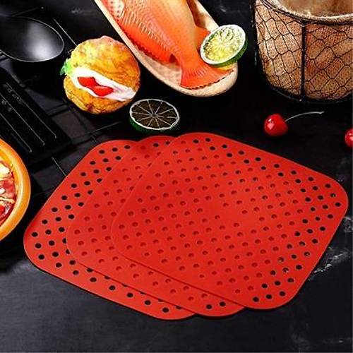 BUFFER Renkli Isya Dayankl Ykanlabilir Silikon Frn Ve Airfryer Kare Piirme Mat 21,5 Cm