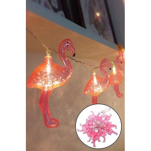 BUFFER 10lu Pilli Led Flamingo Dekoratif Ik Zinciri Aydnlatma 1,5 Mt