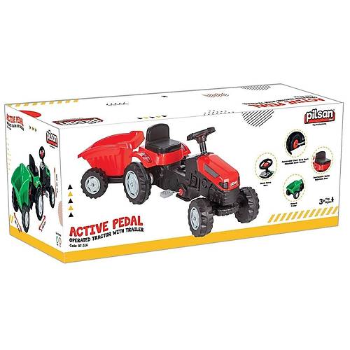 07 316 Active R�morklu Trakt�r Pedall� Ye�il -Pilsan Oyuncak