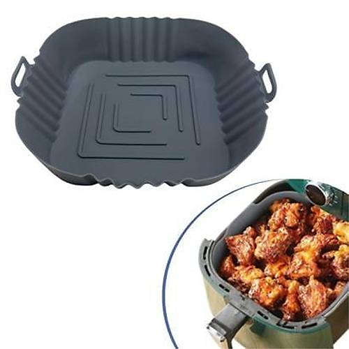 BUFFER Renkli Isya Dayankl Ykanlabilir Silikon Frn  Airfryer Kare Model Piirme Mat 20 cm