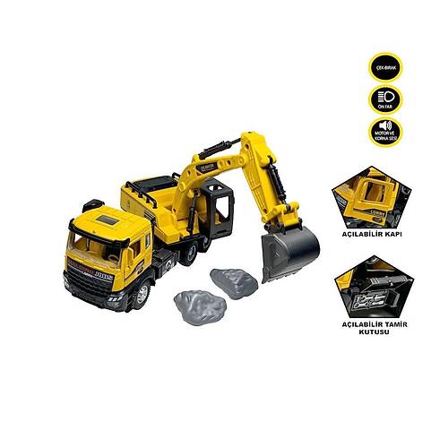 AA992-01AB �ek B�rak I��kl� ve Sesli 1:28 Kamyon Ekskavat�r / Beton Mikseri