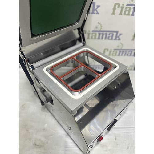 Komple Paslanmaz Tabak Kapatma Makinesi ikinci El 3 Blmeli Catering Yemek Paketleme Makinesi