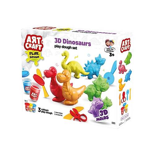 03995 Art Craft 3D Dinozorlar Hamur Set 168 Gr -Fentoys