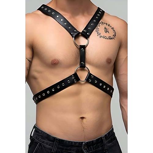 Perin Detayl Erkek Gs Harness, Sert Grnml k Erkek Fantazi Giyim - APFTM179