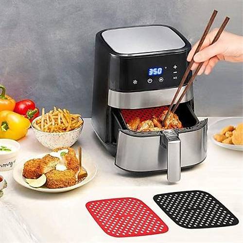 BUFFER Renkli Isya Dayankl Ykanlabilir Silikon Frn Ve Airfryer Kare Piirme Mat 21,5 Cm