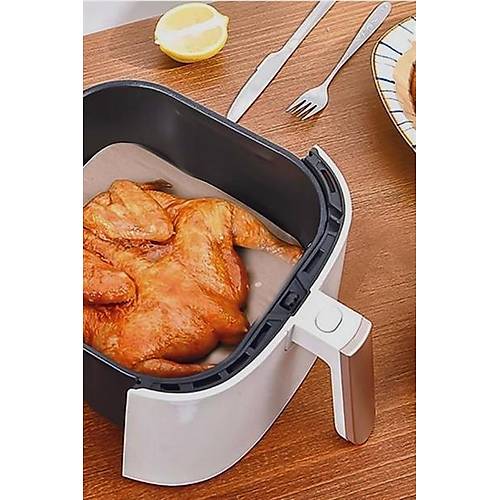 100 Adet Air Fryer Piirme Kad Tek Kullanmlk Ya Su Geirmez Yapmaz Deliksiz Dz Kare Model