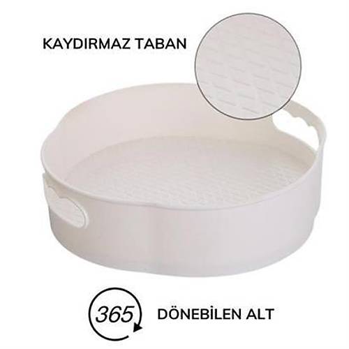 BUFFER 360 Derece Dnebilen Mekanizmal Yuvarlak Tepsi Formlu Sunum ve Servis Organizer Tablas