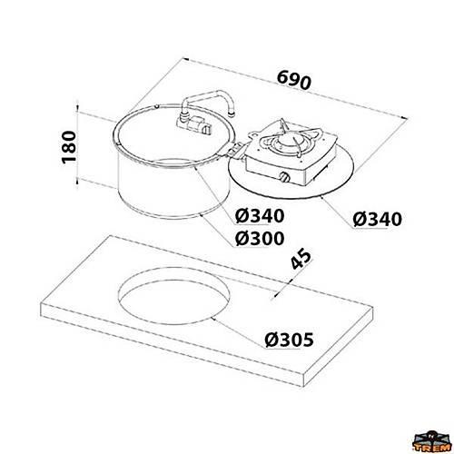 CAN LC1701-S-FP Yuvarlak Evyeli Musluklu Ocak