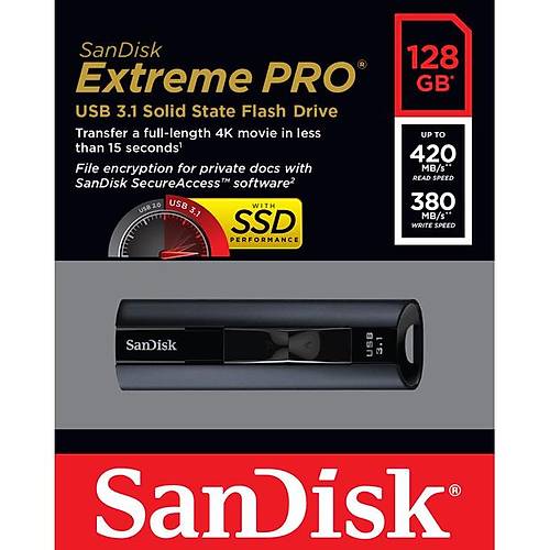 SanDisk Extreme PRO USB 3.1 Solid State Flash Drive 128GB