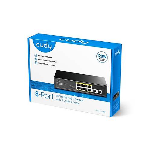 CUDY 8Port 10/100M PoE+ 2Up 80W Switch
