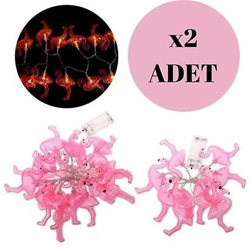 BUFFER 10lu Pilli Led Flamingo Dekoratif Ik Zinciri Aydnlatma 1,5 Mt