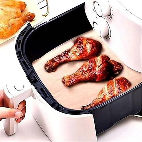 100 Adet Air Fryer Piirme Kad Tek Kullanmlk Ya Su Geirmez Yapmaz Deliksiz Dz Kare Model