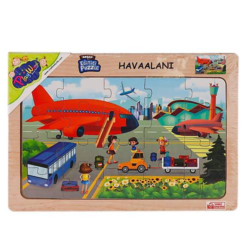 ONY-233-234-235-236 Ah�ap E�itici Puzzle Havaalan� -Ony�l Oyuncak