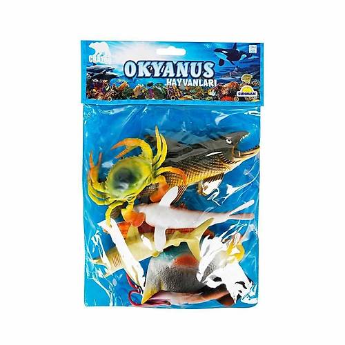 1000713 Okyanus Hayvanlar� Po�etli 7'li Hayvan Oyun Seti -Sunman