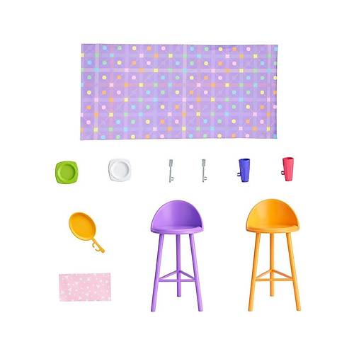 HRJ77 Barbienin Yeni Portatif Evi 2024 (Sar� Sa�l� Bebek Dahil)